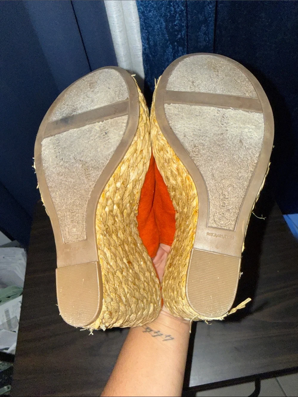 Carlos by Carlos Santana Bright Orange Suede Espadrille Wedge Slingbacks